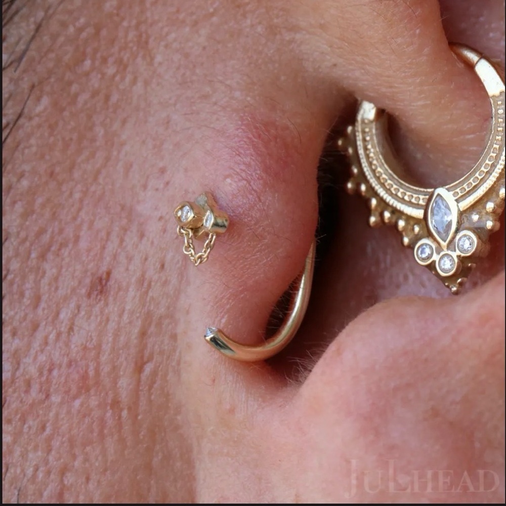 Unexpected POST 1/4” by Pupil Hall 14k YG with Reversed Genuine Diamond Accent